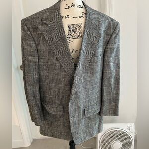 Jacobsons  vintage Classic Gray Plaid Men's Blazer 100% Silk